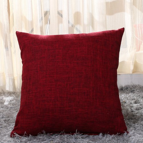 JinweiS 1 x Kissenbezug aus verdicktem Leinen, grüner Druck, bunter Kissenbezug, erhellt Ihr Schlafzimmer, 40 x 40 cm, Weinrot von JinweiS