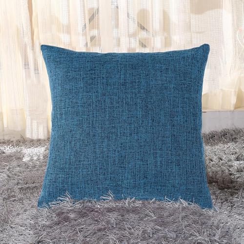 JinweiS 1 x Kissenbezug aus verdicktem Leinen, grüner Druck, bunter Kissenbezug, erhellt Ihr Schlafzimmer, 40 x 40 cm (blau) von JinweiS
