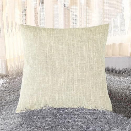 JinweiS 1 x Kissenbezug aus verdicktem Leinen, grüner Druck, bunter Kissenbezug, erhellt Ihr Schlafzimmer, 50 x 50 cm (creme-gelb) von JinweiS