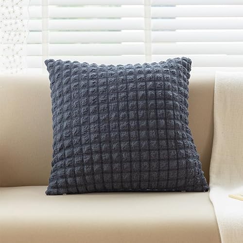 JinweiS 1 x einfacher, einfarbiger elastischer Puff-Kissenbezug, klassisch und zeitlos, reine Farbe, einfacher Kissenbezug, mit jedem Bett ist brillant, 45 x 45 cm (dunkelgrau) von JinweiS