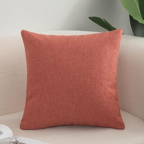 JinweiS 1 x einfarbiger Baumwoll-Leinen-Kissenbezug, klassisch und zeitlos, reine Farbe, einfacher Kissenbezug, mit jedem Bett ist brillant, 50 x 50 cm (Rot) von JinweiS