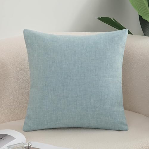 JinweiS 1 x einfarbiger Baumwoll-Leinen-Kissenbezug, klassisch und zeitlos, reine Farbe, einfacher Kissenbezug, mit jedem Bett ist brillant, 50 x 70 cm (Babyblau) von JinweiS