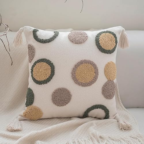 JinweiS 1 x getufteter Kissenbezug, grüner Druck, farbenfroher Kissenbezug, erhellt Ihr Schlafzimmer, 45 x 45 cm (styleA) von JinweiS