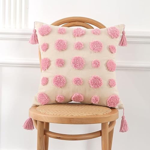 JinweiS 1 x kurzer Plüsch-Kissenbezug für Sofa, grüner Druck, bunter Kissenbezug, erhellt Ihre Schlafzimmerlandschaft, 45 x 45 cm, Rosa von JinweiS