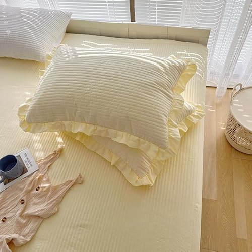 JinweiS 1 x weicher, gesteppter Chiffon-Kissenbezug, grüner Druck, bunter Kissenbezug, erhellt Ihr Schlafzimmer, 48 x 74 cm (Gelb 01) von JinweiS