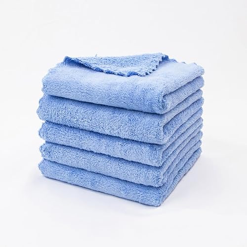 JinweiS 10 Stück Küchen-Geschirrtücher, geruchsneutral, wiederverwendbar, super saugfähig, Korallen-Fleece-Reinigungstücher, antihaftbeschichtet, Öl, waschbar, schnell trocknend, 25 x 25 cm (blau) von JinweiS