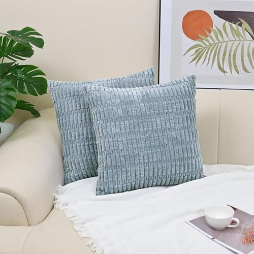 JinweiS 2 einfache Kissenbezüge aus Weizenkörnern, einfarbig, klassisch und zeitlos, ein einfacher Kissenbezug in einer einfarbigen Farbe, die zu jedem Bett passt, 40 x 40 cm (Hellgrau) von JinweiS