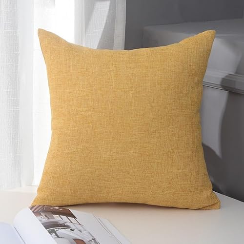 JinweiS 2 einfarbige Baumwoll-Leinen-Kissenbezüge, klassisch und zeitlos, reine Farbe, einfache Kissenbezüge, mit jedem Bett ist brillant, 60 x 80 cm (gelb) von JinweiS