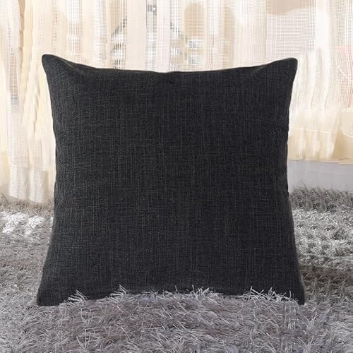 JinweiS 2 x Kissenbezüge aus verdicktem Leinen, grüner Druck, bunte Kissenbezüge, erhellen Sie Ihre Schlafzimmerlandschaft, 50 x 50 cm (schwarz) von JinweiS