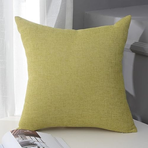 JinweiS 2 x einfarbige Baumwoll-Leinen-Kissenbezüge, klassisch und zeitlos, reine Farbe, einfache Kissenbezüge, mit jedem Bett ist brillant, 45 x 45 cm (Chartreuse) von JinweiS