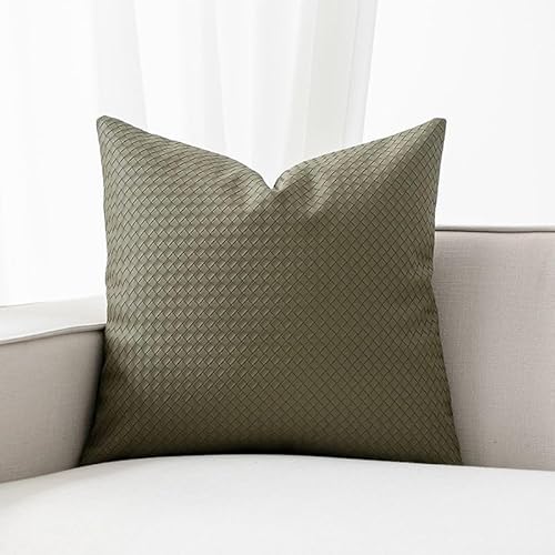 JinweiS 2 x gewebte, strukturierte Leder-Kissenbezüge, grüner Druck, farbenfroher Kissenbezug, erhellt Ihr Schlafzimmer, 50 x 50 cm, Grün von JinweiS