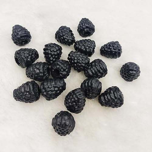 JinweiS 20 künstliche Himbeeren, lebensechte Kunststofffrucht Himbeeren, realistische Himbeere Fotografie Requisiten Display Küche Dekoration, Schrank Party Dekoration, Schwarz von JinweiS