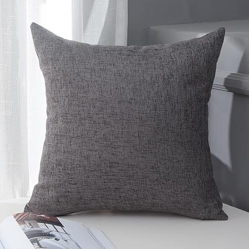 JinweiS 3-teiliges einfarbiges Baumwoll-Leinen-Kissenbezug, klassisch und zeitlos, reine Farbe, einfache Kissenbezüge, mit jedem Bett ist brillant, 45 x 45 cm (Dunkelgrau 02) von JinweiS