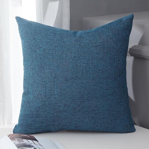 JinweiS 3-teiliges einfarbiges Baumwoll-Leinen-Kissenbezug, klassisch und zeitlos, reine Farbe, einfache Kissenbezüge, mit jedem Bett ist brillant, 50 x 50 cm (Blau) von JinweiS
