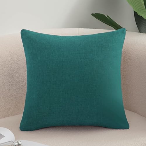 JinweiS 3-teiliges einfarbiges Baumwoll-Leinen-Kissenbezug, klassisch und zeitlos, reine Farbe, einfache Kissenbezüge, mit jedem Bett ist brillant, 50 x 50 cm (dunkelgrün) von JinweiS