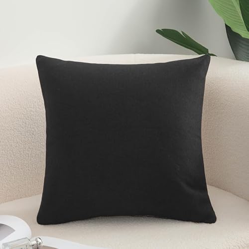JinweiS 3-teiliges einfarbiges Baumwoll-Leinen-Kissenbezug, klassisch und zeitlos, reine Farbe, einfache Kissenbezüge, mit jedem Bett ist brillant, 60 x 60 cm (schwarz) von JinweiS
