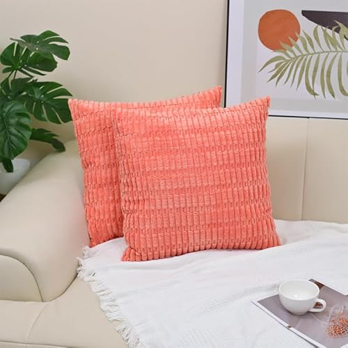 JinweiS 3-teiliges schlichtes Weizenmuster, einfarbig, klassisch und zeitlos, ein einfacher Kissenbezug in einer einfarbigen Farbe, die zu jedem Bett passt, 40 x 40 cm (Orange Puder) von JinweiS