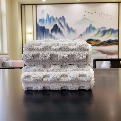 JinweiS 3 x Badezimmer-Handtücher, vielseitig einsetzbar als Bad, Fitness, Badezimmer, Dusche, Sport, Korallen-Fleece-Handtuch, für verschiedene Situationen mühelos. 35 x 75 cm (hellgrau) von JinweiS