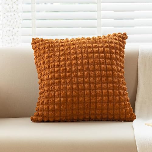 JinweiS 3 x einfacher, einfarbiger elastischer Puff-Kissenbezug, klassisch und zeitlos, reine Farbe, einfacher Kissenbezug, mit jedem Bett ist brillant, 45 x 45 cm, Orange von JinweiS