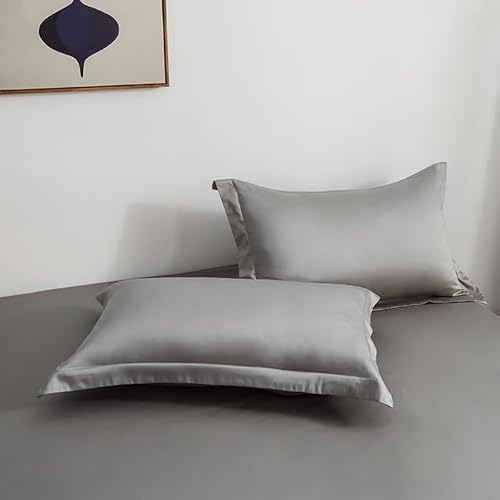 JinweiS 4 x 40 einfarbige Kissenbezüge, klassisch und zeitlos, reine Farbe, einfache Kissenbezüge, mit jedem Bett ist brillant, 48 x 74 cm (grau) von JinweiS