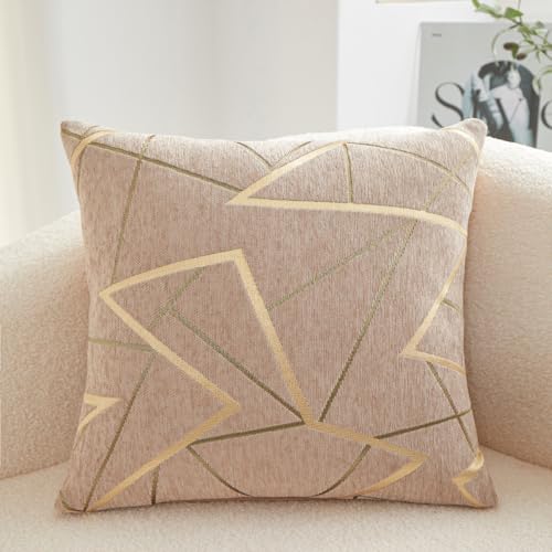 JinweiS Bunte Dekokissen, einfacher grüner Druck, bunte Kissenbezüge, erhellen Sie Ihr Schlafzimmer, 45 x 45 cm, Khaki, 3 Stück von JinweiS