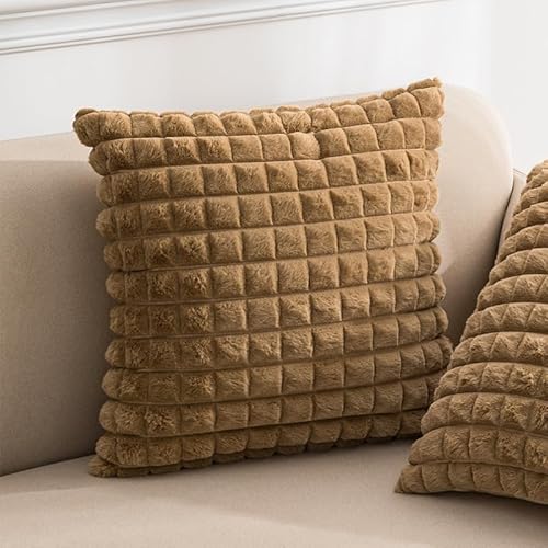 JinweiS Dekorativer Kissenbezug, Bauernhaus-Kissenbezug, moderner Kissenbezug für Sofa, Couch, Wohnzimmer, 45,7 x 45,7 cm, Kaffee1 von JinweiS
