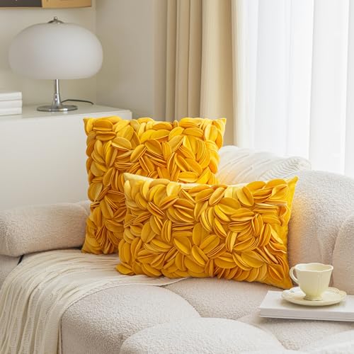 JinweiS Dekorativer Kissenbezug aus der Luxus-Serie, flauschiger Kissenbezug für Sofa, Schlafzimmer, Auto, 45,7 x 45,7 cm, Gelb von JinweiS