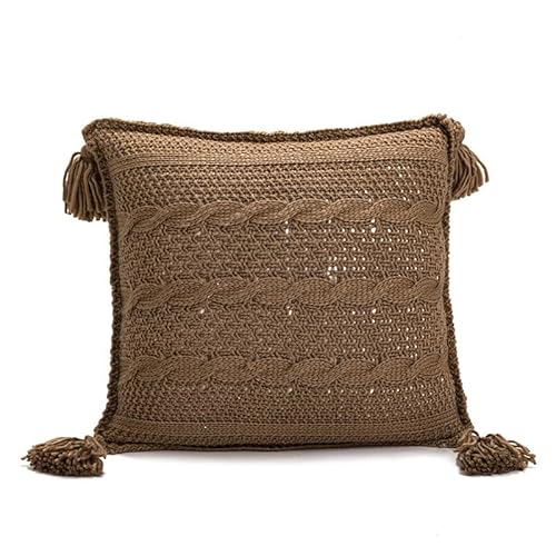 JinweiS Dekorativer Kissenbezug im Bauernhaus-Stil, moderner Kissenbezug für Sofa, Couch, Wohnzimmer, 45,7 x 45,7 cm, Kaffee 6 von JinweiS