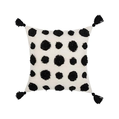JinweiS Dekorativer Kissenbezug im Bauernhaus-Stil, moderner Kissenbezug für Sofa, Couch, Wohnzimmer, 45,7 x 45,7 cm, Schwarz 05 von JinweiS