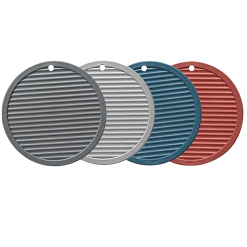 JinweiS Große Silikon-Untersetzer und Silikon-Untersetzer, Küchenmatte, Topf-/Pfannenmatte, Set mit 4 großen Untersetzern für Getränke, für Outdoor-Tisch, heiße Gerichte, Töpfe (grau, dunkelgrau, blau JinweiS Große Silikon-Untersetzer und Silikon-Untersetzer, Küchenmatte, Topf-/Pfannenmatte, Set mit 4 großen Untersetzern für Getränke, für Outdoor-Tisch, heiße Gerichte, Töpfe (grau, dunkelgrau, blau von JinweiS