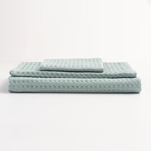 JinweiS Handtücher, 35 x 75 cm, Baumwolle, doppellagig, Waffelmuster, Wabenmuster, quadratisch, leicht, schnell trocknend, Handtücher für Badezimmer und Puderzimmer, Hellgrün JinweiS Handtücher, 35 x 75 cm, Baumwolle, doppellagig, Waffelmuster, Wabenmuster, quadratisch, leicht, schnell trocknend, Handtücher für Badezimmer und Puderzimmer, Hellgrün von JinweiS