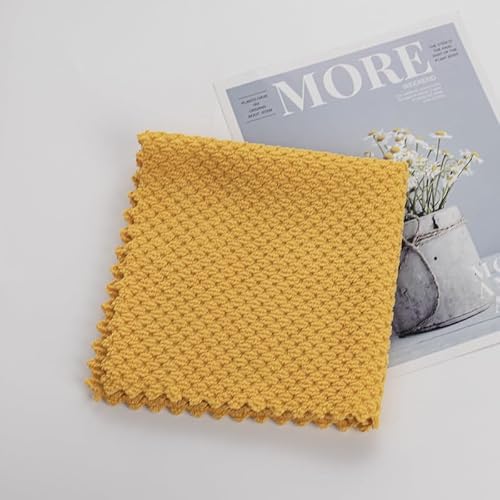 JinweiS Küchen-Waschlappen für Geschirr, saugfähige Mikrofaser-Geschirrtücher, schnell trocknend, ideal für die Küchenreinigung (Gelb, 4,6 x 30 cm, 10 Stück) von JinweiS