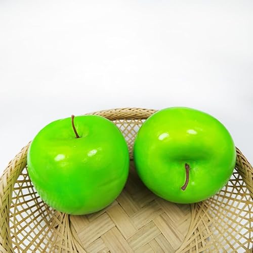 JinweiS Künstliche Äpfel, ein Set mit 12 lebensechten künstlichen Äpfeln, realistische Obstdeko Küche, realistische gefälschte Früchte Party Requisiten, Heimdekoration (Grüne Äpfel) von JinweiS