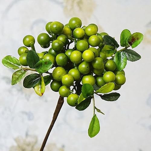 JinweiS Künstliche Beeren, 4 realistische Früchte Simulation Valentinstag Blumen DIY Braut Blumenstrauß Heimdekoration (Grün) von JinweiS
