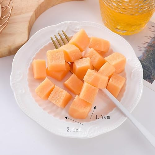 JinweiS Künstliche Früchte, Obstspieße, Kunstobst-Set, Kunststoffobst für Dekoration, dekoratives Obst für Zuhause, Party, Vasenfüller, Fotografie-Requisiten (Cantalop-Würfel, 20 Stück) von JinweiS