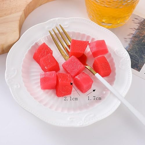 JinweiS Künstliche Früchte, Obstspieße, gefälschtes Obst-Set, Kunststoffobst für Dekoration, dekoratives Obst für Zuhause, Party, Vasenfüller, Fotografie-Requisiten (Wassermelone gewürfelt, 50 Stück) von JinweiS
