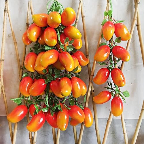 JinweiS Künstliche Früchte, Obstspieße, künstliches Obst-Set, Schaumstoffobst für Dekoration, dekoratives Obst für Zuhause, Party, Vasenfüller, Fotografie-Requisiten (rote Mango, 10 Stück) von JinweiS