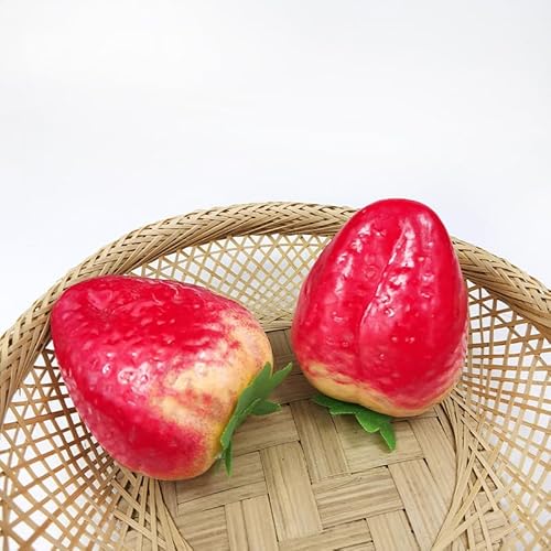 JinweiS Künstliche Früchte, Set aus Schaumstoff-Früchten für Dekoration, dekoratives Obst für Zuhause, Party, Vasenfüller, Fotografie-Requisiten (Erdbeeren, 5 Stück) von JinweiS