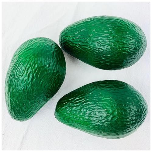 JinweiS Künstliche Früchte-Set, Kunststoffobst für Dekoration, dekoratives Obst für Zuhause, Party, Vasenfüller, Fotografie-Requisiten (Avocado, 3 Stück) von JinweiS