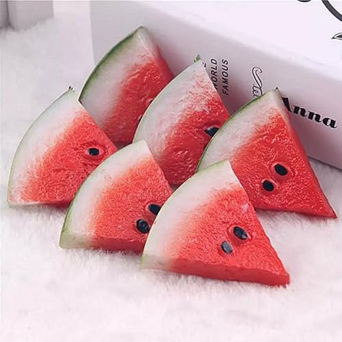 JinweiS Künstliche Früchte-Set, Kunststoffobst für Dekoration, dekoratives Obst für Zuhause, Party, Vasenfüller, Fotografie-Requisiten (Wassermelonenscheiben, 10 Stück) von JinweiS