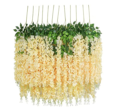 JinweiS Künstliche Glyzinien-Ranken, 1,1 m, künstliche Blumengirlande für Dekoration, realistisches Aussehen, ideal für Zuhause, Party, Hochzeitsdekoration, einfach aufzuhängen, langlebiges Material JinweiS Künstliche Glyzinien-Ranken, 1,1 m, künstliche Blumengirlande für Dekoration, realistisches Aussehen, ideal für Zuhause, Party, Hochzeitsdekoration, einfach aufzuhängen, langlebiges Material von JinweiS