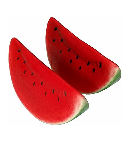 JinweiS Künstliche Wassermelonenscheiben, Kunststoff, Grün, Rot, Wassermelonenscheiben, Obst, 6 Stück von JinweiS
