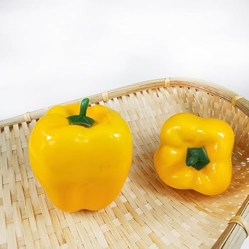 JinweiS Realistisches, künstliches Gemüse, lebensecht, dekoratives Schaumstoff-Lebensmittel-Set, Kunstgemüse für Zuhause, Küche, Dekor-Set, Foto-Requisiten (gelbe Paprika, 10 Stück) von JinweiS