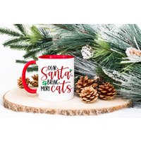Santa Bring More Cats Tasse, Katzen Kaffeetasse, Katze Hot Coco More Cat Mom Papa Fun Tea Cup, List Mug von JinxeyDesigns
