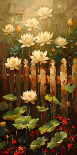 Diamond Painting Lotusblatt Diamant Painting Bilder Erwachsene Blume Diamond Paintings Set,5D Daiments Paintings Kinder,DIY Diamant Kunst Malerei Stickerei Basteln Mädchen,Zimmer Deko 30x60cm J2-12113 von Jinycoon