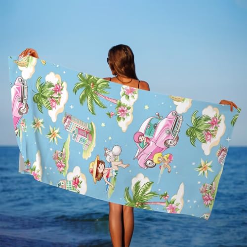 Strandtuch XXL 70 x 140 cm Mikrofaser Handtuch Süßes Mädchen Saunahandtuch,Stranddecke Sandfrei mit Gummizug,Yoga Handtuch Rutschfest,Reisehandtuch Schnelltrocknendes,Strandurlaub Must Haves J1-583 von Jinycoon