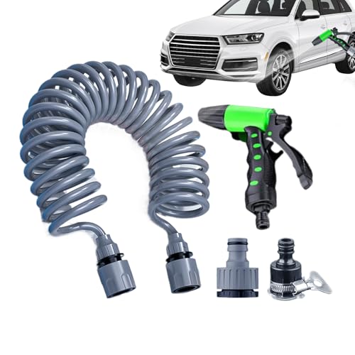 Jinyilwn Teleskopschlauch Gummi Gartenschlauch Wetterbeständig 65.6FT Wasserversorgungsrohr Verstärkter 4-lagiger Latexkern Gartenreinigung Außenbereich Bauernhof Rasenmanagement Hausgartenarbeit von Jinyilwn