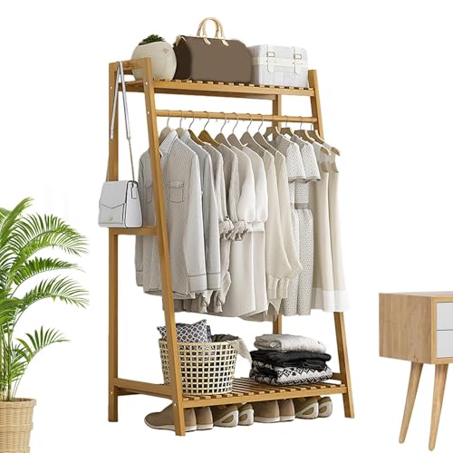 Kleideraufbewahrungsregal - Bodenaufhänger Schwere Kleiderstange | Multifunktionales Waschorganisatorregal für Wohnzimmer Organisation Kleidung Kleidung Hängen Schienenregal von Jinyilwn