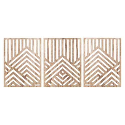 Jinzhenhong Bergwandkunst, moderne Holzplatte, Bergwanddekoration, dekorativ, Wald, Natur, abstrakte Linie, minimalistische Wandkunst für Wohnzimmer, Schlafzimmer, Bauernhaus, Hellbraun, 3 Stück von Jinzhenhong