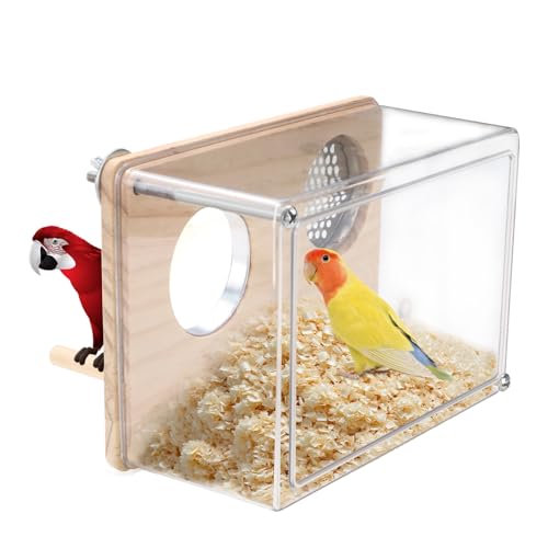 Sittich-Nistkasten für Käfig, Hochtransparentes PET Sittichnest, Vielseitige Vogelhäuser für Kanarienvögel, Lovebird und Papagei, Vogelkäfig zum Nisten mit Holzstange, Vogelkäfigzubehör (M, Rechteck) Sittich-Nistkasten für Käfig, Hochtransparentes PET Sittichnest, Vielseitige Vogelhäuser für Kanarienvögel, Lovebird und Papagei, Vogelkäfig zum Nisten mit Holzstange, Vogelkäfigzubehör (M, Rechteck) von Jinzhenhong